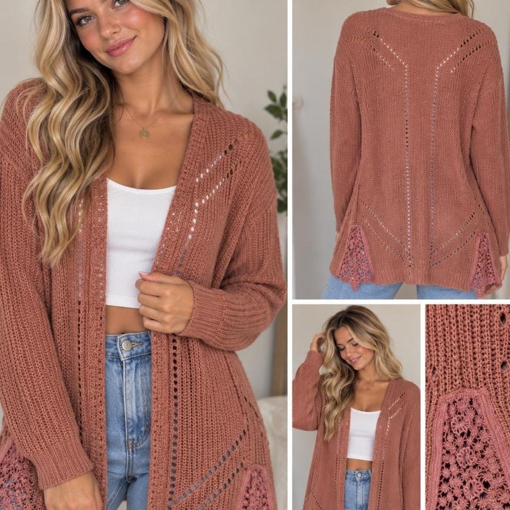 Gorgeous Pink ROSE cardigan - Picture 1 of 4
